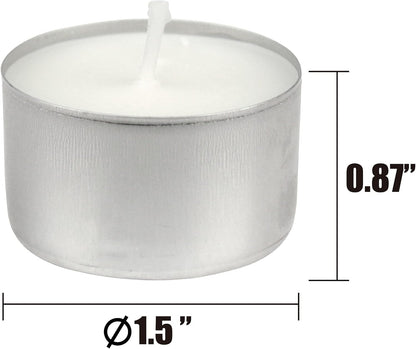 Stonebriar 100 Pack Unscented 8 Hour Extended Burn Time Tea Light Candles, White, 100 Count