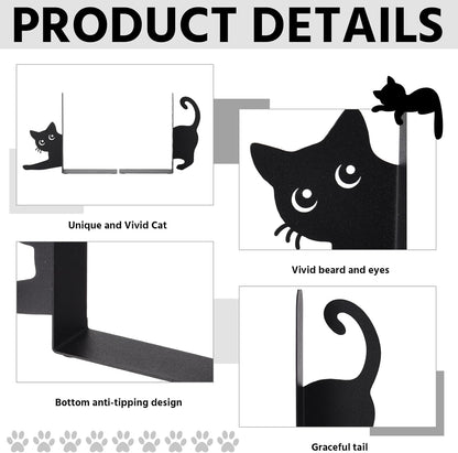 Geelin Peeping Cat Metal Bookends Set of 2 Cute Book Ends for Shelves Decorative Bookshelf Home Office Desk Bookshelf Decor Gift for Cat Lovers and Reading Enthusiasts