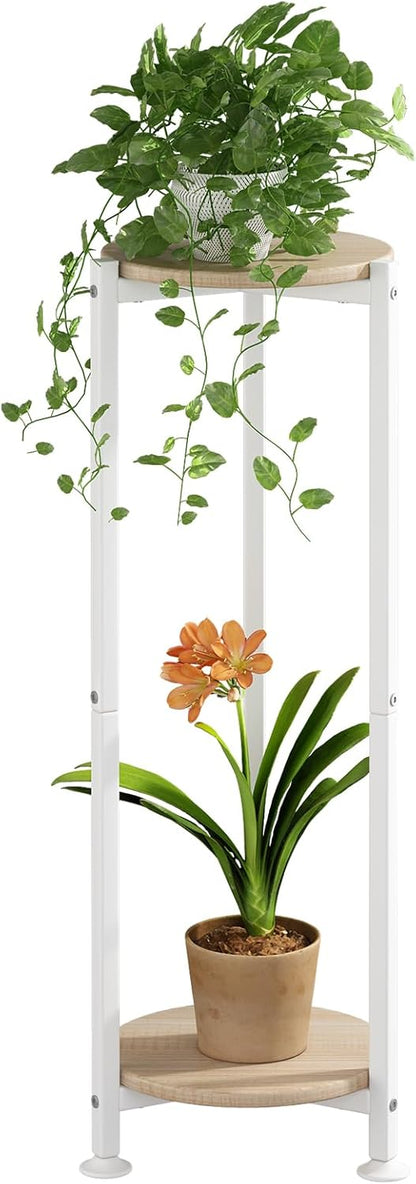 Plant Stand Indoor Corner Tall 2 Tier Metal Modern Flower Storage Plant Shelf Holder for Living Room Balcony Garden,Black (2 Tier-Black Round)
