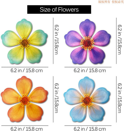Giyyomtr Metal Flowers Wall Decor - 4pcs 6.2'' Metal Wall Art Hanging Decorations for Outdoor Fence Garden Yard Patio Exterior Wall Decor