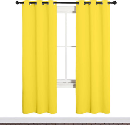 NICETOWN Halloween Pitch Black Solid Thermal Insulated Grommet Blackout Curtains/Drapes for Bedroom Window (2 Panels, 42 inches Wide by 63 inches Long, Black) - Colors C