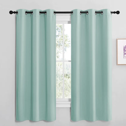 NICETOWN Halloween Pitch Black Solid Thermal Insulated Grommet Blackout Curtains/Drapes for Bedroom Window (2 Panels, 42 inches Wide by 63 inches Long, Black) - Colors A
