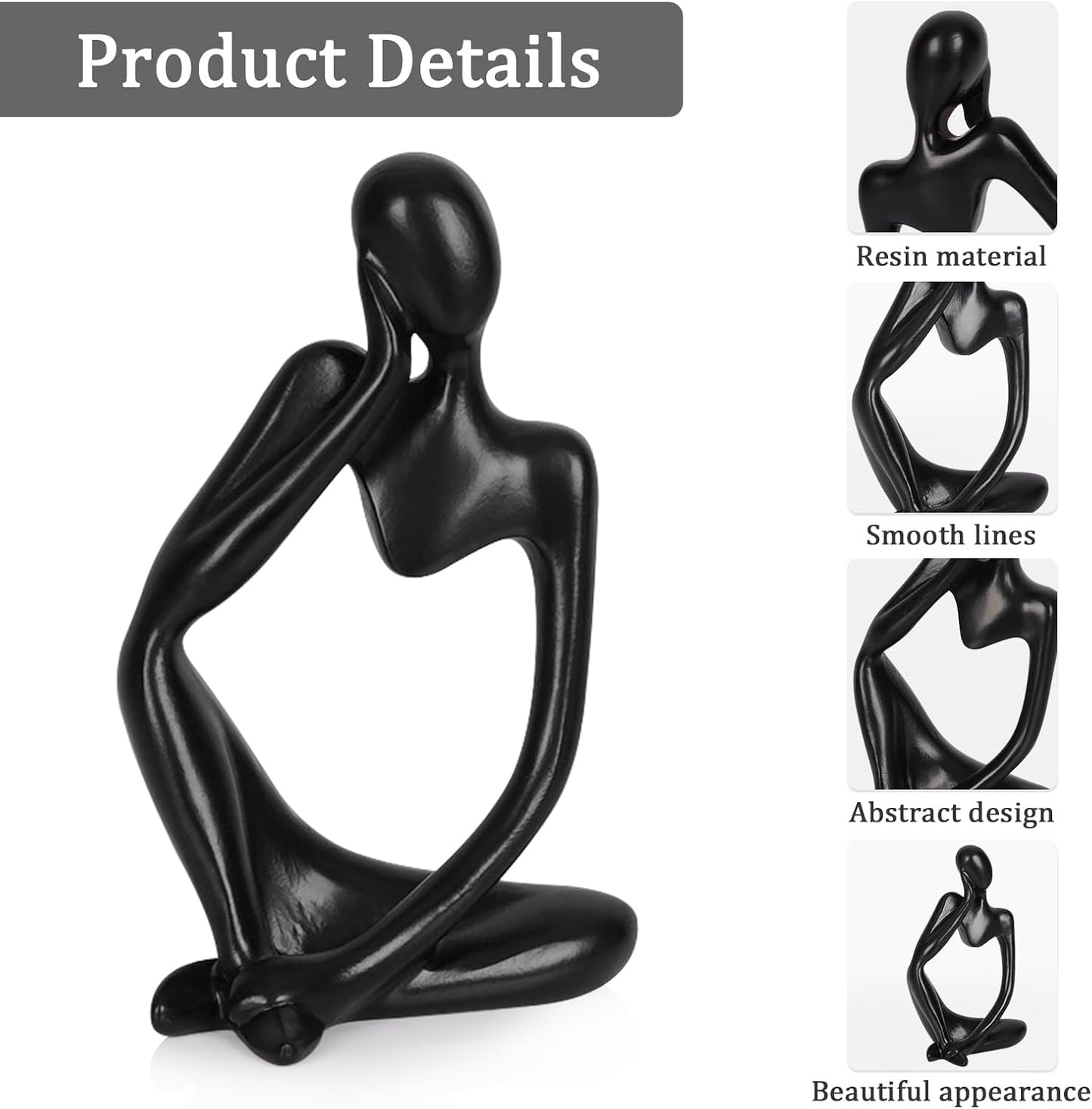 Sandstone Resin Thinker Style Abstract Sculpture Statue Collectible Figurines Home Office Bookshelf Desktop Decor(Small Sandstone,Left)