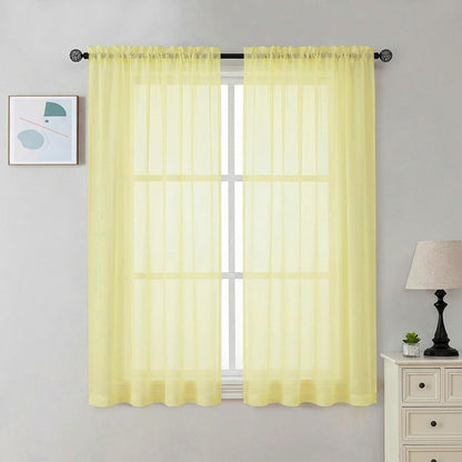 Chyhomenyc Sheer White Valances for Windows 2 Pack, Small Window Curtains for Living Room Bathroom Cafe Laundry Basement, Modern Top Dual Rod Pocket Voile Curtain, 42W x 14L inches, White - Colors A