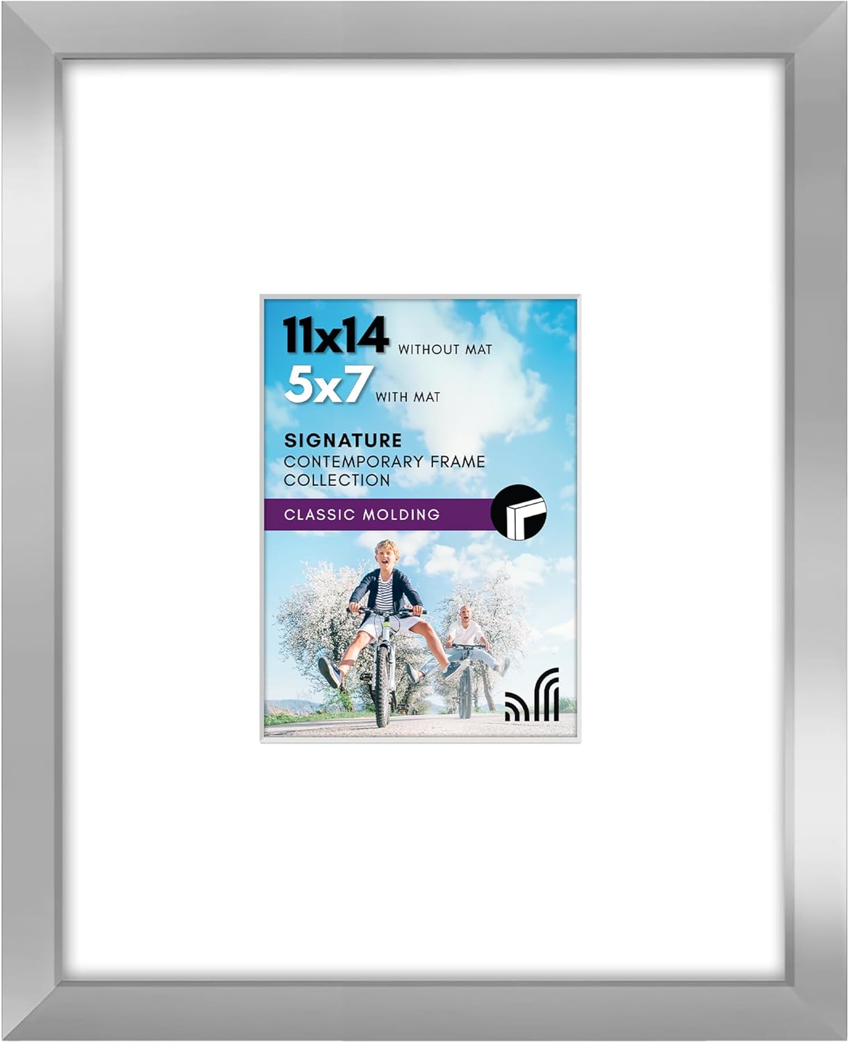 Americanflat 11x14 Picture Frame with Shatter-Resistant Glass - Use as 5x7 Frame with Mat or Display 11x14 Photo Without Mat - Signature Collection - Picture Frames for Wall Display - Black