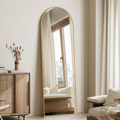 Koonmi 30"x71" Arched Full Length Mirror, Gold Large Floor Mirror with Aluminum Alloy Frame, Standing Hanging or Leaning Wall-Mounted Full Body Mirror for Living Room and Bedroom