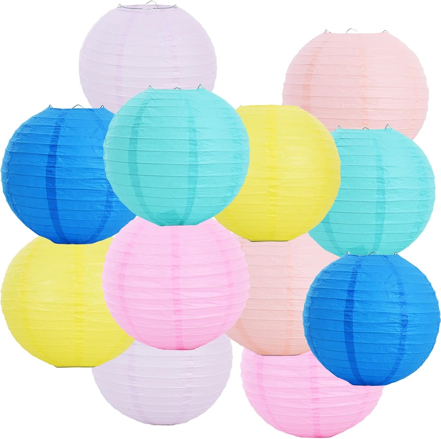 BEISHIDA 10Pcs White Paper Lanterns Decorative Chinese/Japanese Hanging Round Paper Lanterns Lamp for Birthday, Wedding, Christmas, Bridal, Home Decor, Party Decoration(Size of 4”, 6”, 8”, 10”)