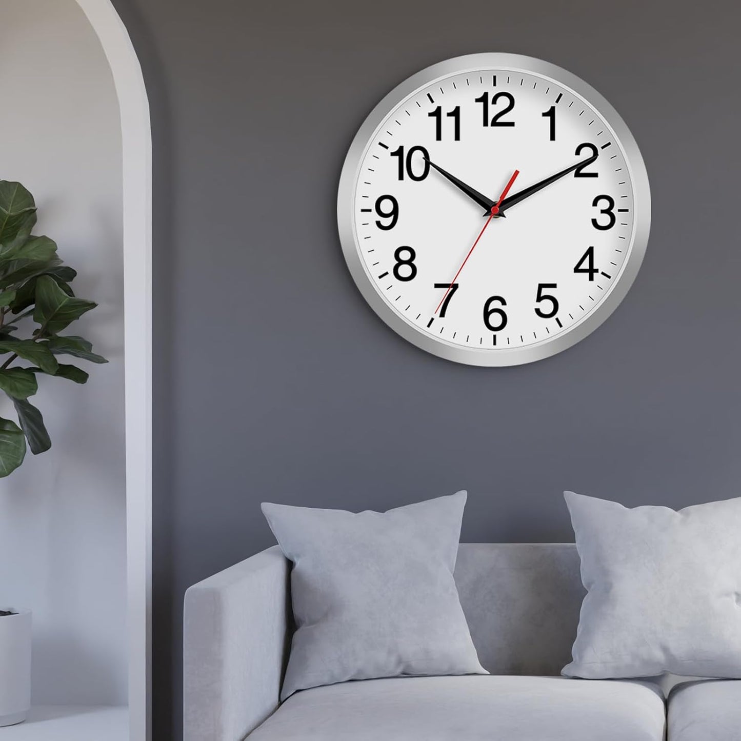Rohioue Wall Clock Modern 8 Inch Battery Operated Silent Non Ticking Small Analog Clock for Living Room Office Home Bedroom Kitchen Bathroom(Black)