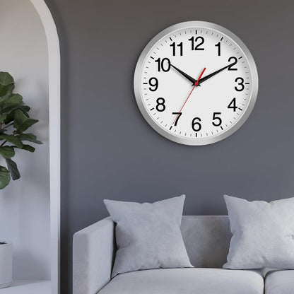 Rohioue Wall Clock Modern 8 Inch Battery Operated Silent Non Ticking Small Analog Clock for Living Room Office Home Bedroom Kitchen Bathroom(Black)