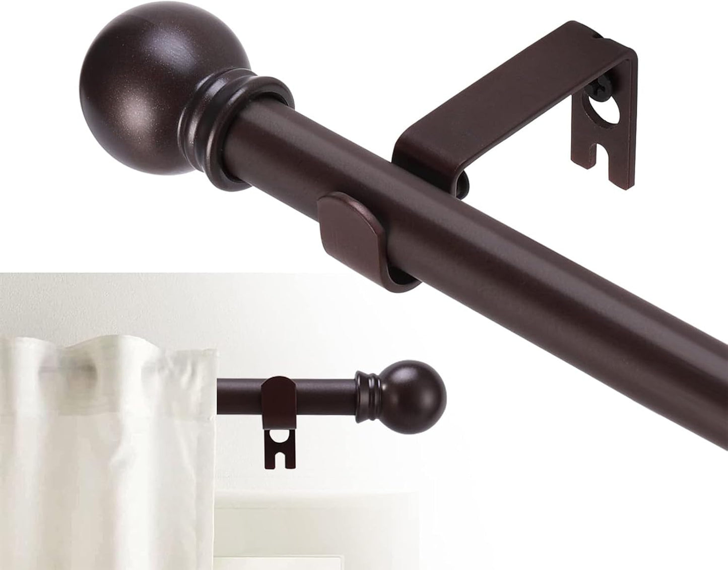 GXOACKJ Curtain Rods for windows 32-48 inch, 5/8 inch Decorative Curtain Rod Set, Matte Black Splicing Heavy Duty Metal Curtain Rod with Brackets