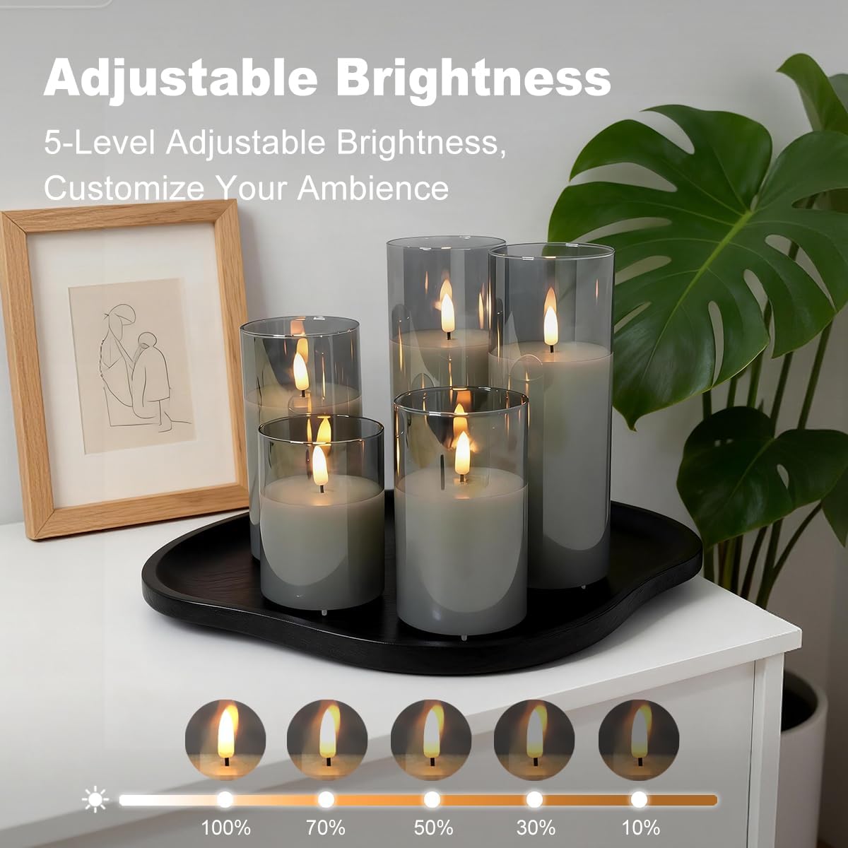 Rechargeable Flameless Glass Pillar Candles–Gifts for Women,–Set of 3, Realistic Flickering LED Light,Remote & Timer, Ideal for Living Room, Bedroom & Festival Wedding Home Party Decor
