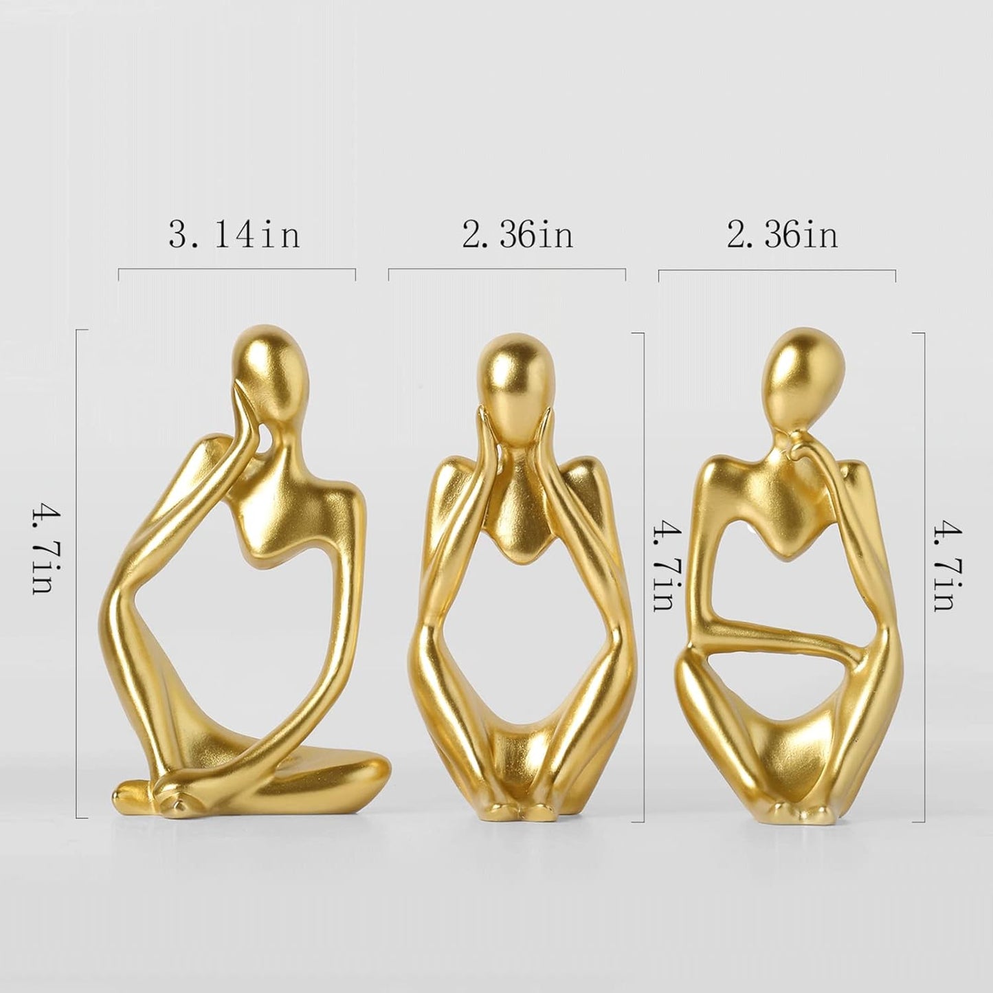 BrownLove 3pcs Decor White Thinker Statue Abstract Art Sculpture，Resin Collectible Figurines for Home Living Room Office Shelf Decoration