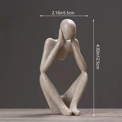 Thinker Statues And Sculptures, Sandstone Resin Thinker Statue Ornaments, Abstract Style Sculptures, Housewarming Gifts, Housewarming Decorations, Living Room Dining Desk Decorations (Right, Small)