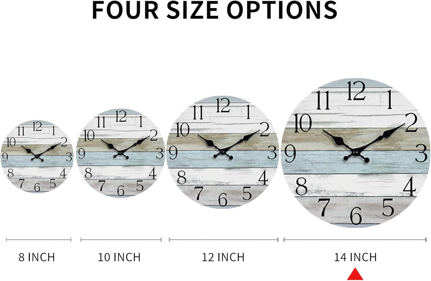 Wall Clock, Rustic Wall Clocks Battery Operated Silent Non Ticking, Country Round Wooden Clocks Farmhous Wall Decorative for Kitchen, Bathroom, Living Room (Gray 8 Inch)
