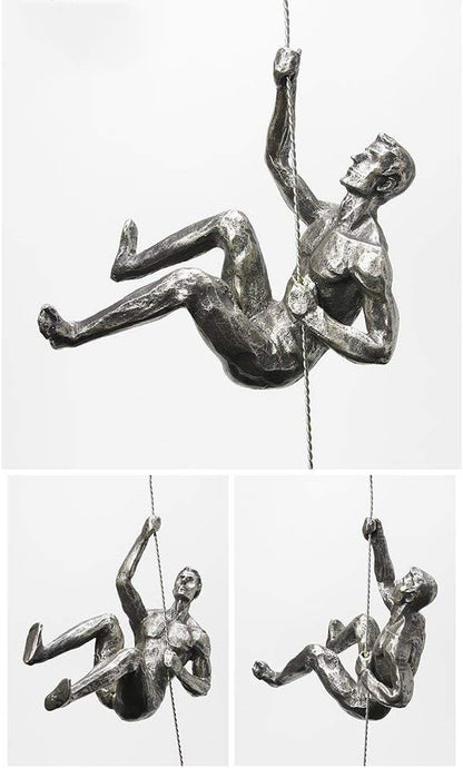 Unbound Resin Climbing Man Wall Sculptures Creative Hand-Finished Sculpture Figurine for Bar/Home/Office Art Decor (Posture Right)