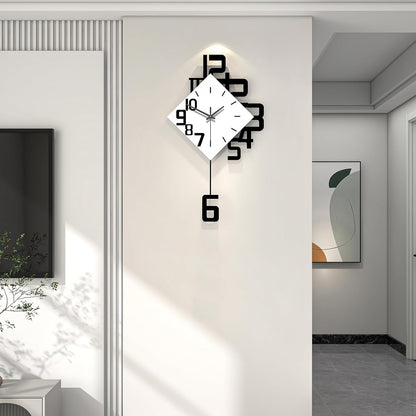 Decorative Wall Clock for Living Room Decor Large Modern Wall Clocks with Pendulum Battery Operated for Bedroom Office Kitchen Home Small Black Silent Wall Clock Non Ticking 11.8*22.4 Inch