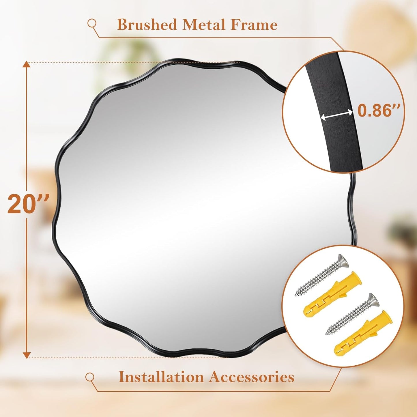 Fabuday Black Circle Mirror for Wall 20 inch - Round Mirrors for Bathroom, Entryway, Living Room, Hallway, Bedroom Decor, Small Matte Framed
