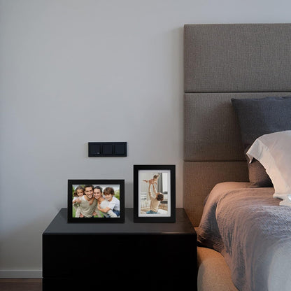 Egofine 8x10 Picture Frames Set of 4, Made of Solid Wood Covered by Plexiglass 4x6 and 5x7 with Mat or 8x10 without Mat, for Table Top Display and Wall Mounting Photo Frame Black