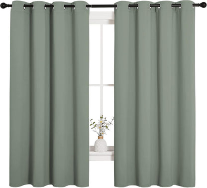 NICETOWN Halloween Pitch Black Solid Thermal Insulated Grommet Blackout Curtains/Drapes for Bedroom Window (2 Panels, 42 inches Wide by 63 inches Long, Black) - Colors B