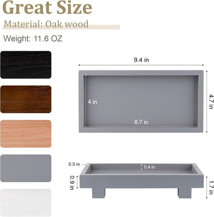 Decorative Tray Small Pedestal Stand Farmhouse Bathroom Decor Wooden Riser Display Stand for Vanity, Kitchen Countertop, Sink, 9.4 * 4.7 White