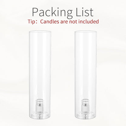 Glass Hurricane Candle Holder: 12" Tall Candlestick Holder Bulk with Cylinder Windproof Cover Set of 6 Clear Taper Candle Holders for Wedding Party Birthday Christmas Decor