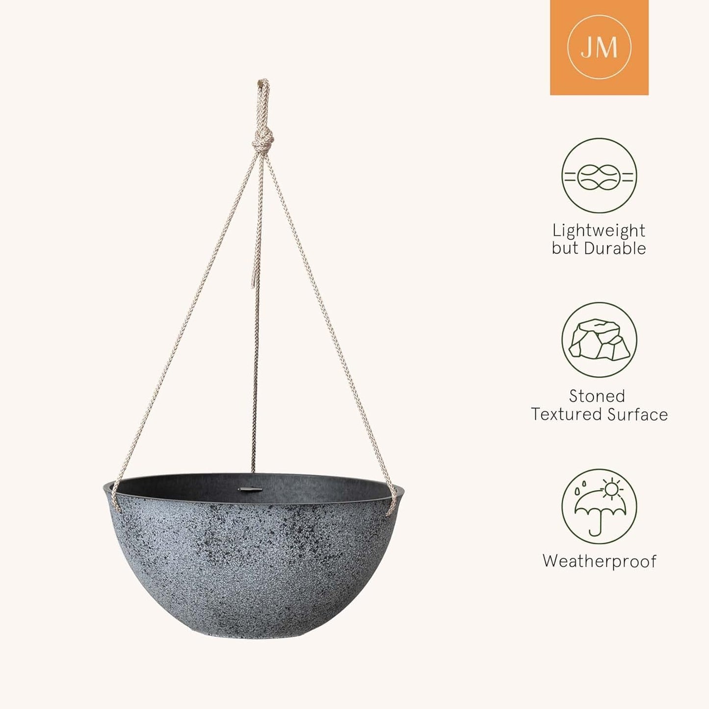 LA JOLIE MUSE Large Hanging Planters - 13 Inch Flower Pots Outdoor Indoor, Hanging Garden Planters Set of 2, New Iron Color