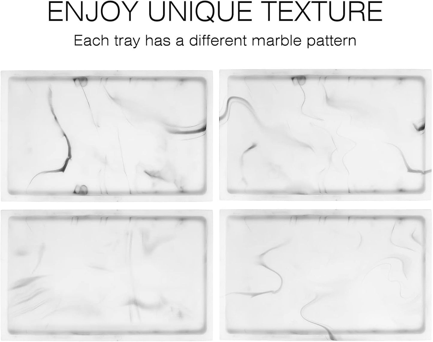 Luxspire Bathroom Vanity Tray, 8 x 4 inch Resin Kitchen Sink Tray for Soap Dispenser Bathroom Countertop Organizer Plate Holder for Perfume Soap Towel Bathroom Accessories, Mini, White Marble
