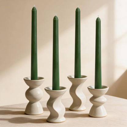 Viyffo Taper Candles, 10 Inch, 4 Pack, Olive Glow – Unscented, Dripless & Smokeless Design, Up to 8 Hour Burn – Long Tall Taper Candlesticks for Wedding, Dinner & Home Decor