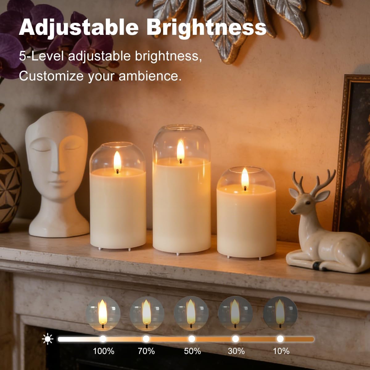 Rechargeable Flameless Glass Pillar Candles–Gifts for Women,–Set of 3, Realistic Flickering LED Light,Remote & Timer, Ideal for Living Room, Bedroom & Festival Wedding Home Party Decor