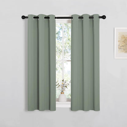 NICETOWN Halloween Pitch Black Solid Thermal Insulated Grommet Blackout Curtains/Drapes for Bedroom Window (2 Panels, 42 inches Wide by 63 inches Long, Black) - Colors B