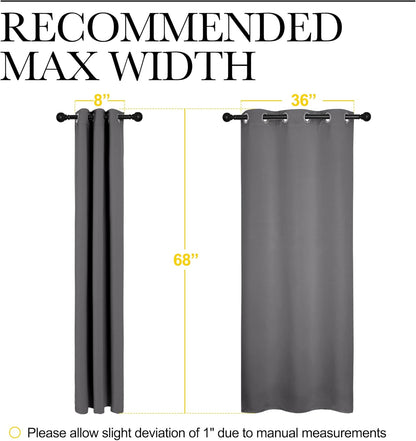 NICETOWN Halloween Pitch Black Solid Thermal Insulated Grommet Blackout Curtains/Drapes for Bedroom Window (2 Panels, 42 inches Wide by 63 inches Long, Black) - Colors E