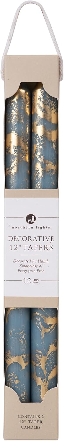 Premium Decorative Tapers - 12" 2PK - Terra Cotta w/Gold - 73301
