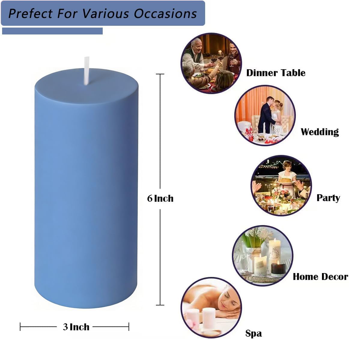 2 Pack 3x6 Inch Sage Green Unscented Pillar Candles - 70 Hour Long Burning Dripless Smokeless Candles for Home Decor Weddings Festivals Spa Meditation