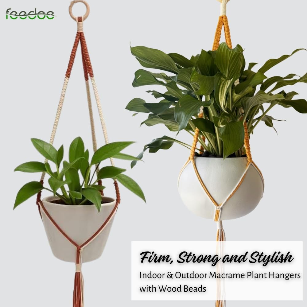 feedee Macrame Plant Hangers Indoor Macrame Hanging Planters for Indoor Plants, 6 Pack Hanging Plant Holders Indoor Hanging, Macromay Plant Hangers for Indoor Plant Hanger, Outdoor Flower Pots Holder