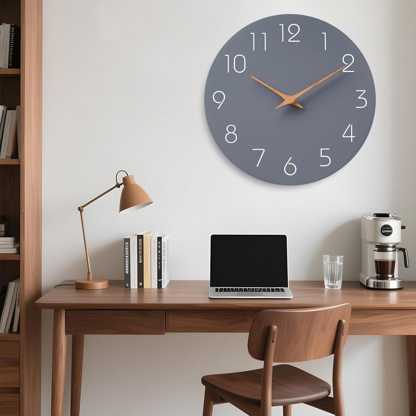 Mosewa Wall Clock 8 Inch Black Battery Operated Silent Non Ticking Simple Minimalist Rose Gold Numbers Decorative for Bedroom Living Room Kitchen Home Bathroom Office
