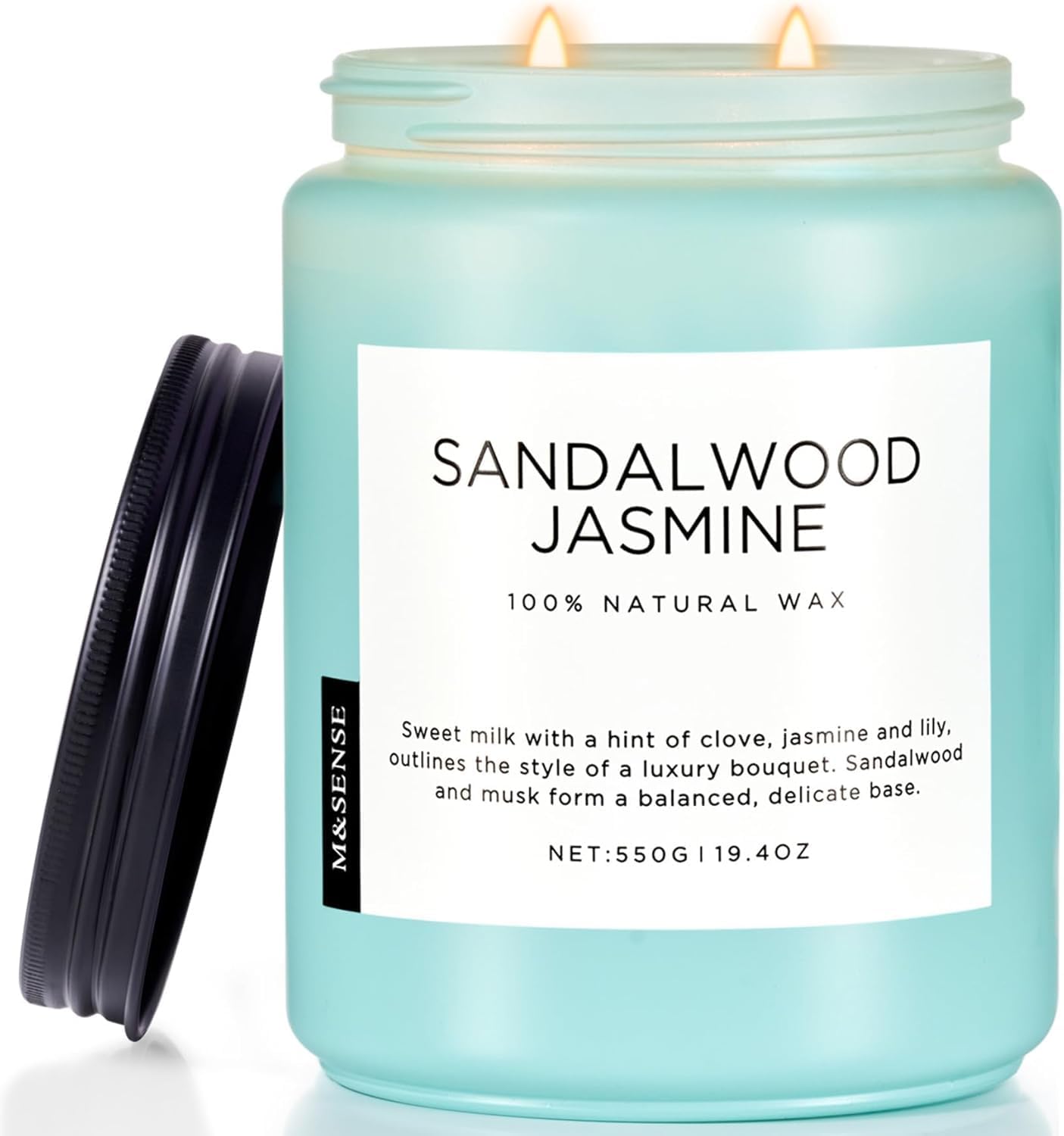 M&SENSE Eucalyptus & Mint Scented Jar Candle, Large 19.4oz Natural Soy Wax, 110-Hour Long Lasting Non-Toxic Clean Burning, Fresh Smelling Home Aromatherapy for Spa Stress Relief, Gifts for Men Women