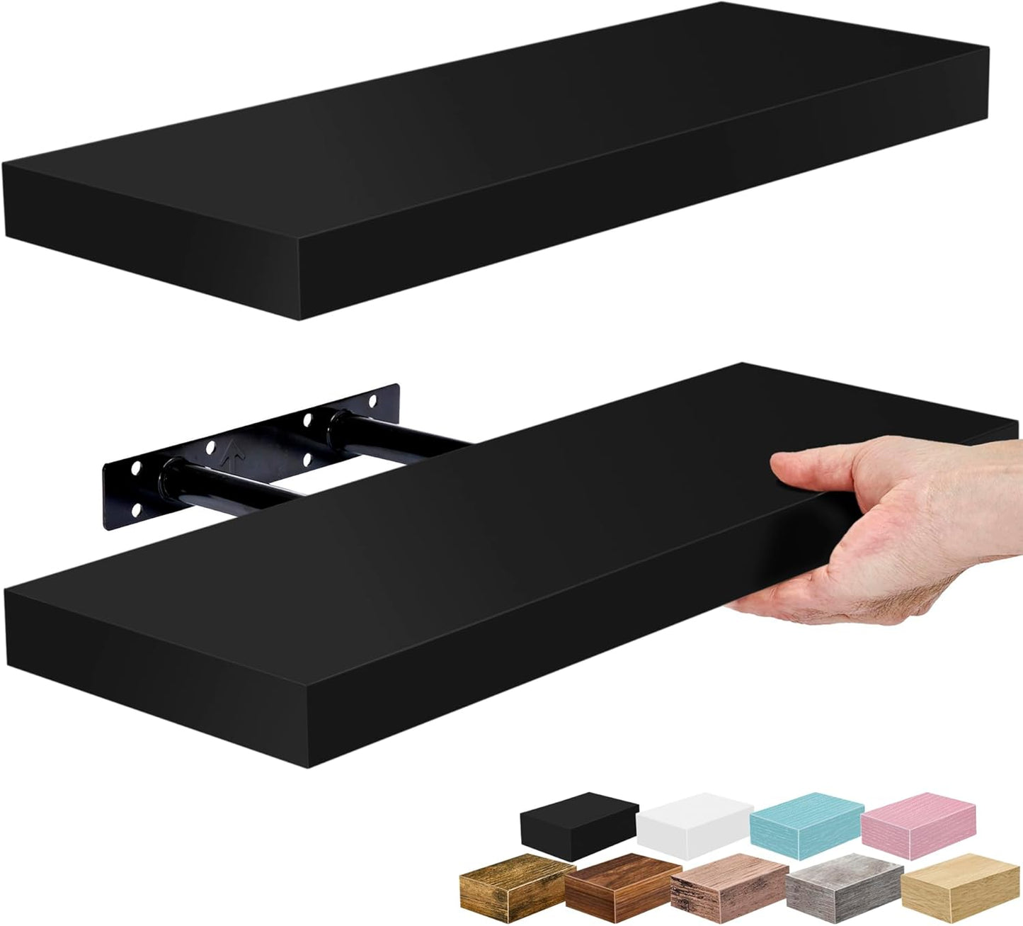 Sorbus Floating Shelves for Wall – 16 Inch Floating Shelf for Kitchen, Bedroom, Living Room, Bathroom, Home & Wall Decor - Mounted Bathroom Shelves with Invisible Brackets (Maple Wood, 2 Pack)