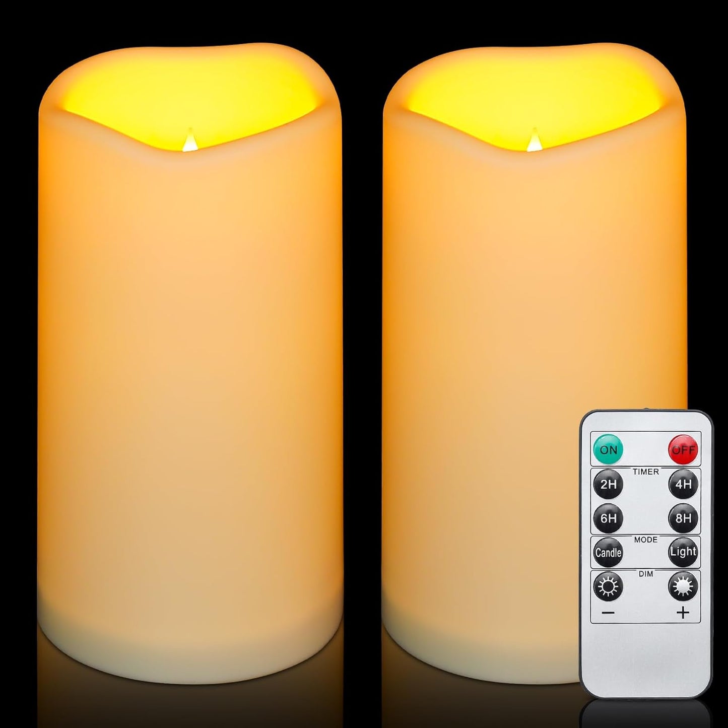 Enido Flameless Candles, Color Changing LED Candles(D: 3" x H: 4" 5" 6") Battery Operated Outdoor Waterpoof Candles Plastic Pack of 9 Flameless Pillar Candles