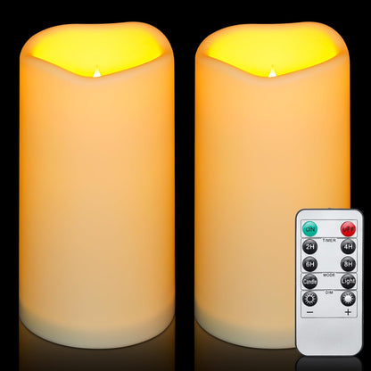 Enido Flameless Candles, Color Changing LED Candles(D: 3" x H: 4" 5" 6") Battery Operated Outdoor Waterpoof Candles Plastic Pack of 9 Flameless Pillar Candles