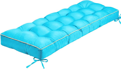 Outdoor Bench Cushion, Tufted Patio Seat Pad for Garden Bench, Porch Swing, Indoor/Outoor Furniture (Blue, 48X18X4 inch)