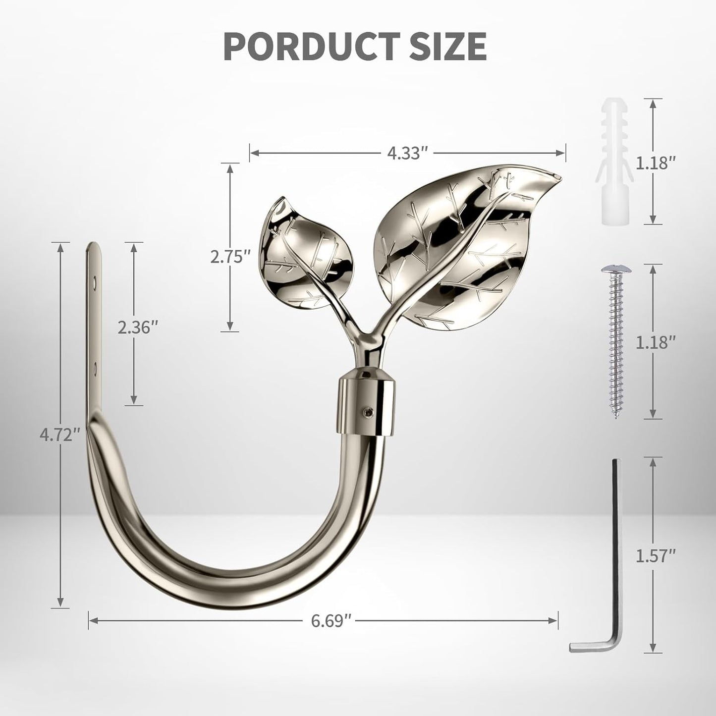 HIKMLK Leaf Shaped Curtain Tieback Holdbacks 2pcs, Handmade Metal Curtain Side Holders for Wall, Curtain Hook Pull Backs for Drapes Window Decoration