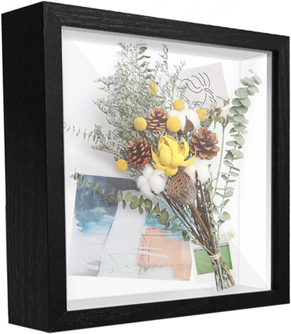 8x8 Shadow Box Frame Display Case with Letter Stickers, 3D Picture Frame, Display Case Box for Memorabilia, Baby Items, Wedding Memories, Crafts, Tickets and Photos (White, 8x8)