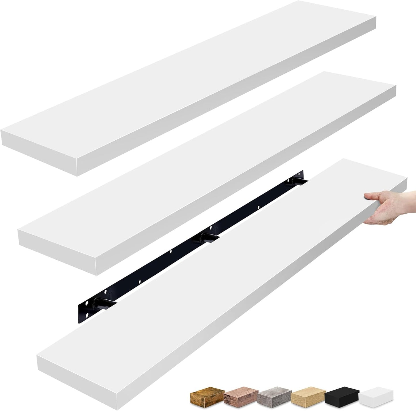 Sorbus Floating Shelves for Wall - 48 Inch Long Bathroom Shelves, Wall Decor for Bedroom, Kitchen, Living Room & Book Storage - Mounted Floating Shelf with Invisible Brackets (Maple Wood, 2 Pack)