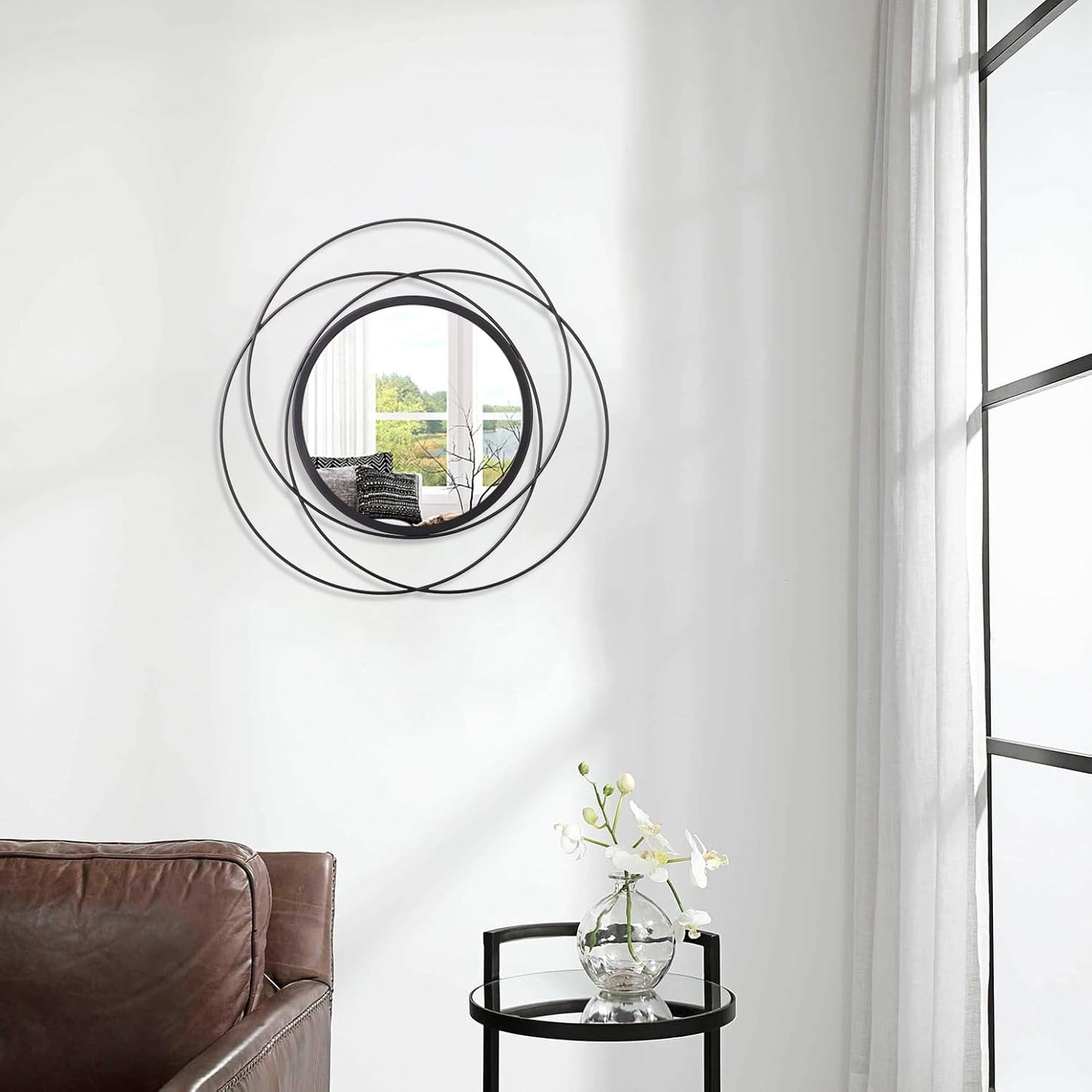 Gold Sunburst Mirrors for Wall Decorative Metal Round Art Mirrors Large Wall Decor Hanging Mirror for Bathroom Bedroom Living Room Vanity Entryway 16"