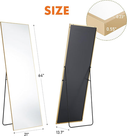 OLIXIS Black Arched Full Length Mirror 60"x16" for Bedroom, Full Body Mirror with Stand, Hanging or Leaning for Wall, Aluminum Alloy Thin Frame Floor Standing for Living Room