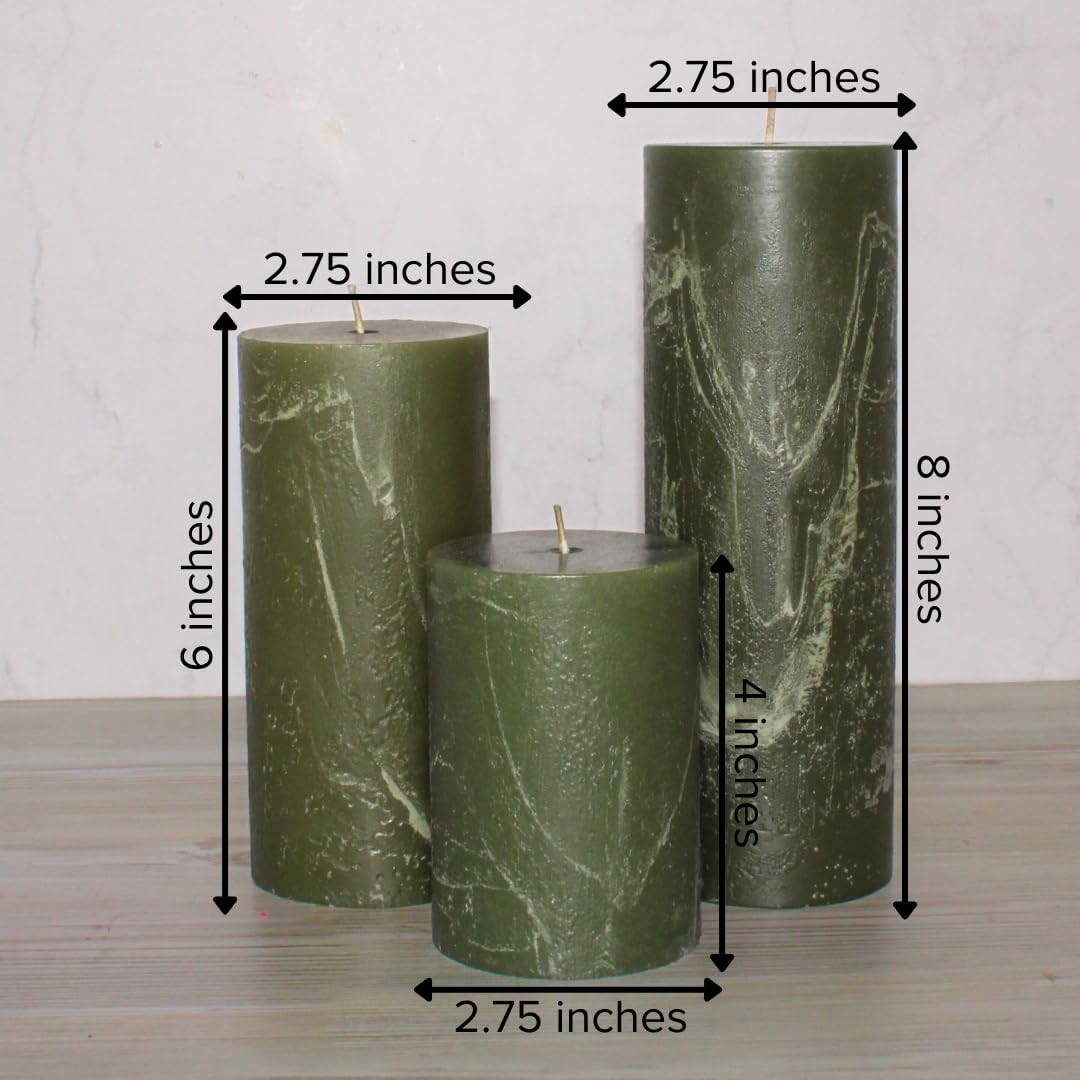 Simply Soson 3x6 inch Ivory Pillar Candles Set of 3, Rustic Texture, Unscented Ivory Candles, Dripless Candles, 3 inch Pillar Candles Ideal as Wedding, Parties, Spas, Dinner, Home Decoration, Church