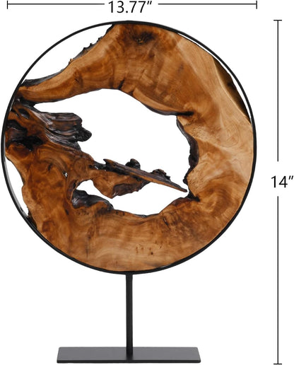 WELLAND Irregular Cedar Wood Sculpture 8.75" W x 1.75" D x 17.75" H Natural Edge Tabletop Statues, Handmade Ornaments, Décor for Living Room, Home Office, Bedroom,