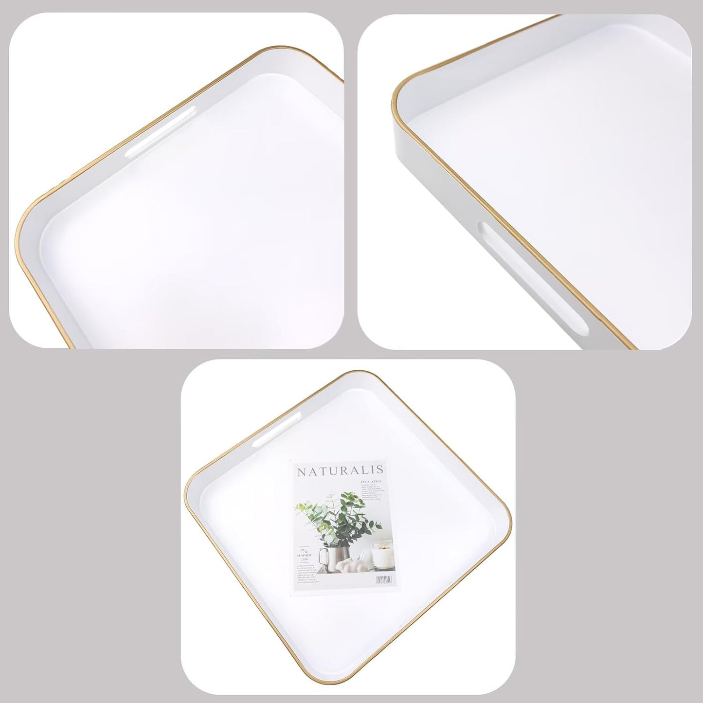 Green Decorative Tray with Handles, Versatile Serving Tray for Coffee Table, Ottoman, Ideal for Serving, Displaying, Organizing, 15.7"*10.2"*1.57"