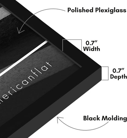 Americanflat 24x36 Poster Frame with Polished Plexiglass - Streamline Collection - Thin Border Picture Frame for Wall Display - Hanging Hardware Included - Black - Colors D
