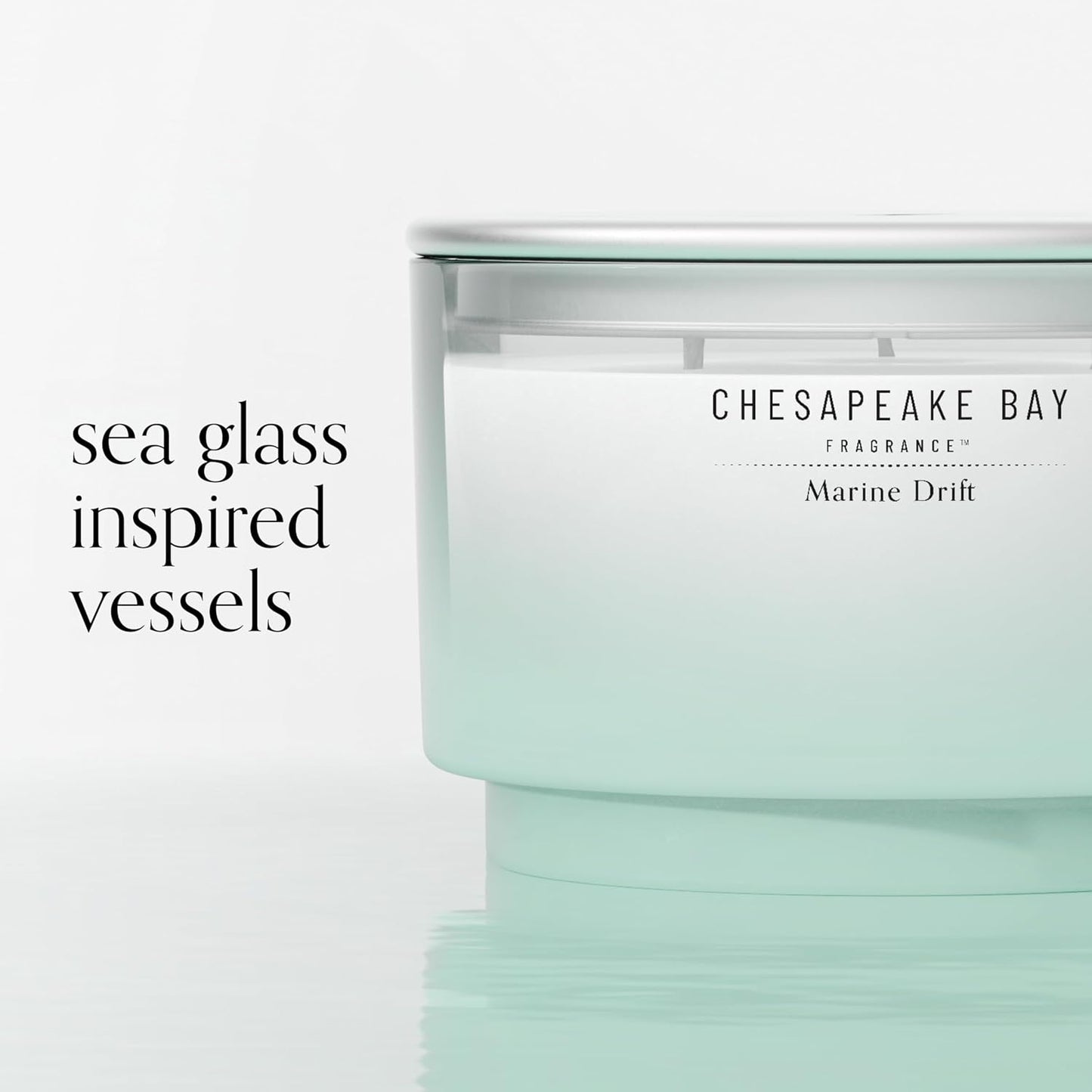 Chesapeake Bay, 11oz Marine Drift Scented Candle, Mood Evoking Fragrance, Textured Sea Glass-Inspired Jar, Premium Soy Blend Wax with Essential Oils, Coastal Fragrance for Home Décor or Gifting